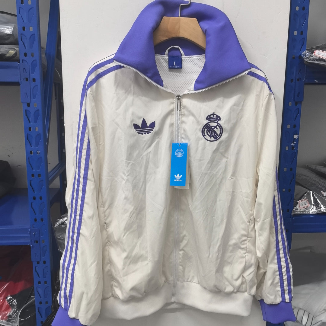 Real Madrid White Retro Windbreaker