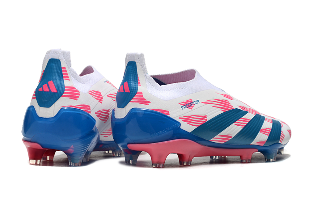 PREDATOR ELITE LACELESS BOOTS FIRM GROUND - PINK/WHITE/BLUE