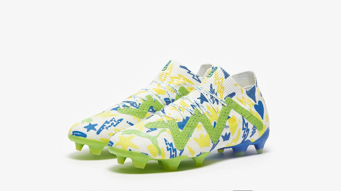 FUTURE ULTIMATE FG NEYMAR JR - White Racing Blue/Lemon Meringue/Parakeet Green