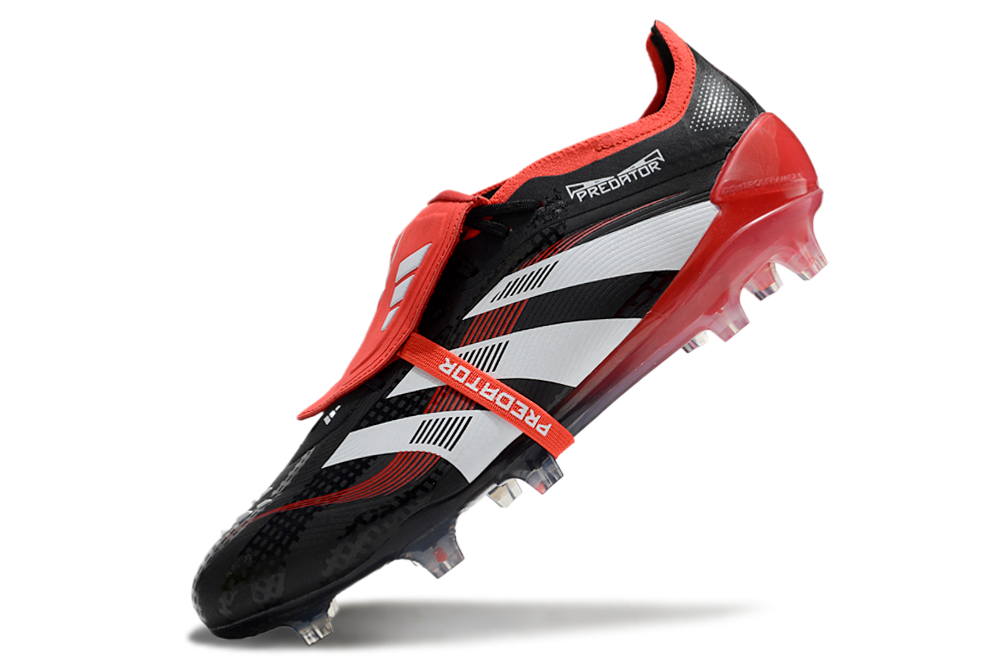 PREDATOR FOLD-OVER TONGUE ELITE FT FIRM GROUND BOOTS - BLACK/RED/WHITE