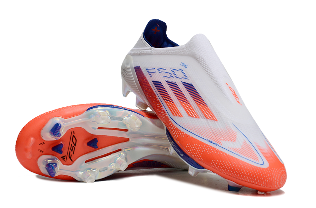 F50 ELITE FG - Solar Red/Lucid Blue Laceless (Kids)