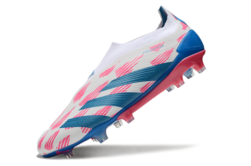 PREDATOR ELITE LACELESS BOOTS FIRM GROUND - PINK/WHITE/BLUE