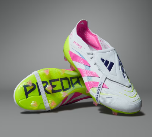 PREDATOR FOLD-OVER TONGUE ELITE FT FIRM GROUND BOOTS (KIDS) - WHITE/LEMON/PINK