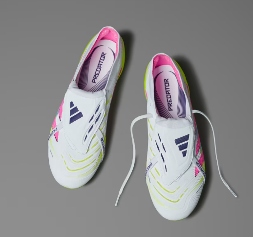 PREDATOR FOLD-OVER TONGUE ELITE FT FIRM GROUND BOOTS (KIDS) - WHITE/LEMON/PINK