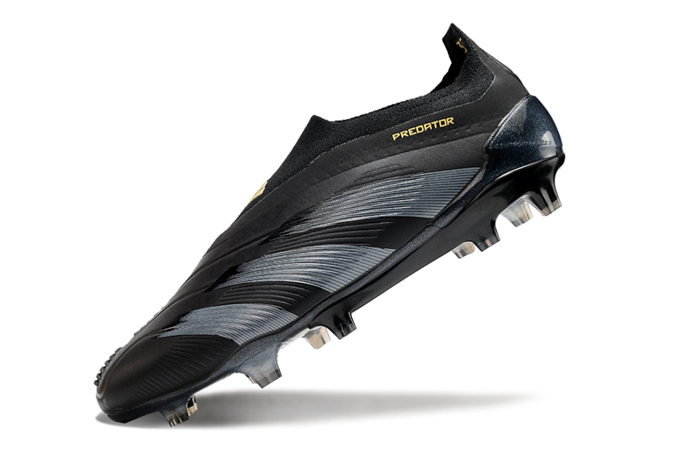 PREDATOR ELITE LACELESS BOOTS FIRM GROUND - CARBON/BLACK/GOLD