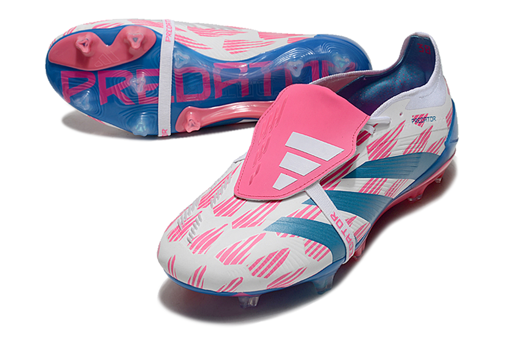 PREDATOR FOLD-OVER TONGUE ELITE FT FIRM GROUND BOOTS - PINK/BLUE/WHITE